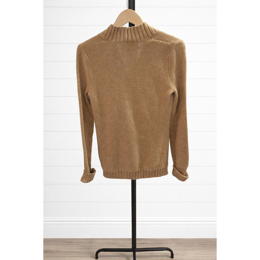 Lauren Ralph Lauren Camel Cotton V-Neck Sweater M - Picture 2 of 8